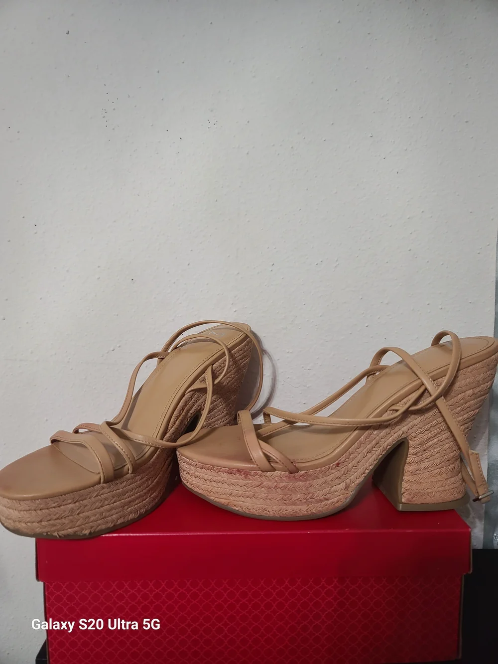 Marc Fisher Tan Woven Platform Sandals